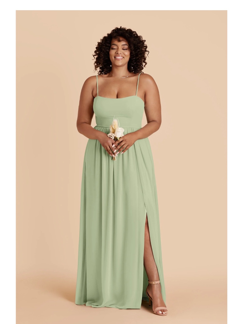Birdy Grey Strapless Sage Green Maxi Dress with Side Slit - Picture 2 of 4